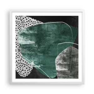 Poster in een witte lijst - Kleurrijke abstractie met bladgoud - 60x60 cm