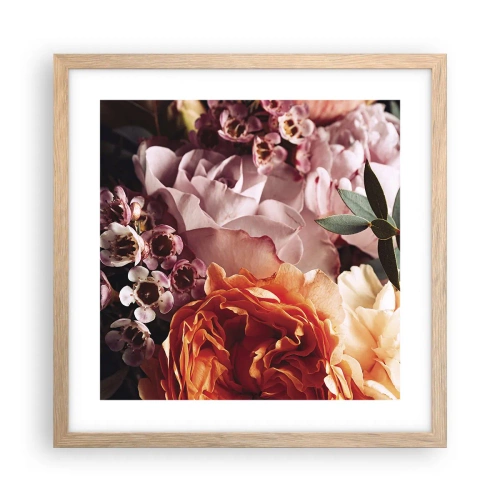 Een poster in een licht eiken lijst - Gehuld in schoonheid - 40x40 cm