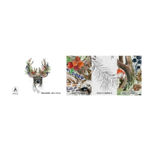 Fotobehang Monster Premium Canvas - In een feestelijk gewaad - Abstractie, Hert, Rendier - 100x30 cm