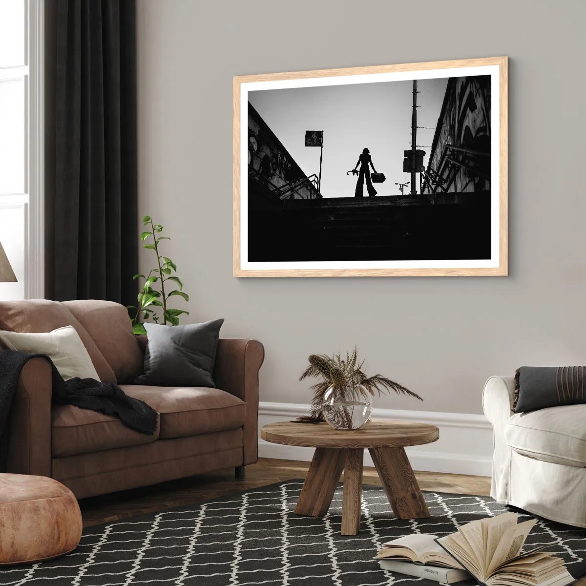 Een poster in een licht eiken lijst - Stedelijk dwalen - 91x61 cm