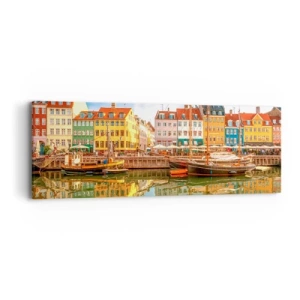 Schilderen op canvas - Over het water zo glad als een spiegel - 90x30 cm