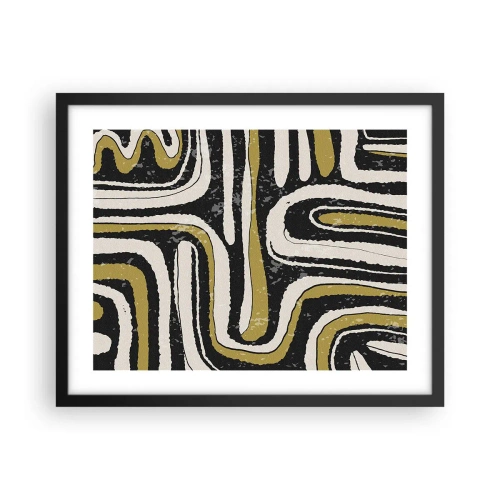 Poster in een zwarte lijst - Compositie: wegen en steegjes - 50x40 cm