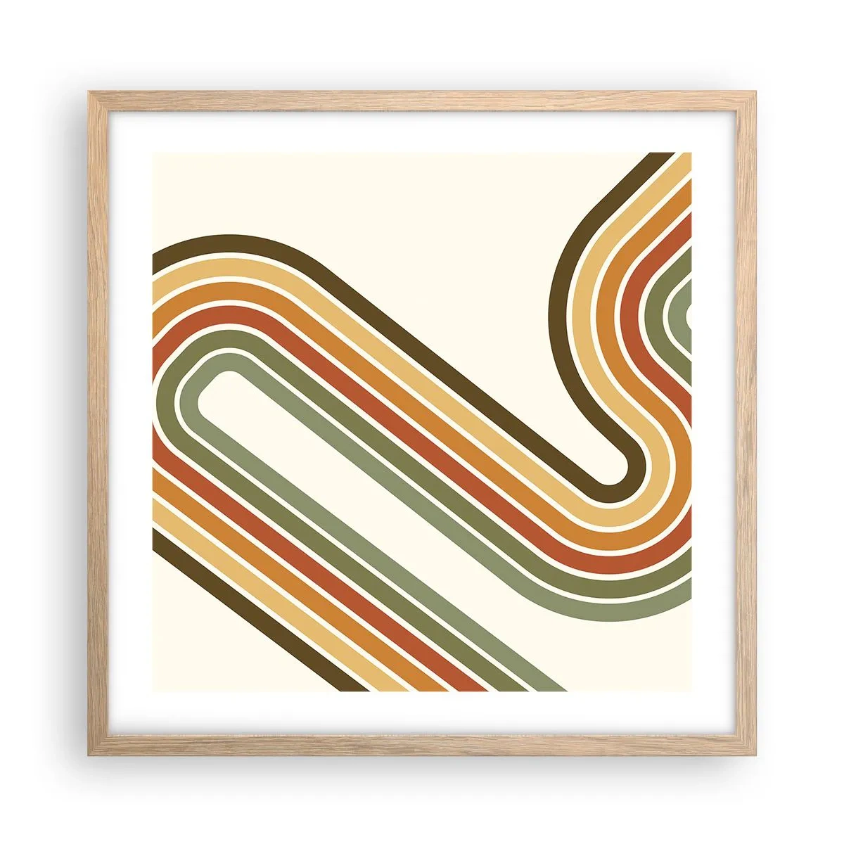 Een poster in een licht eiken lijst - Zigzag naar het doel - 50x50 cm