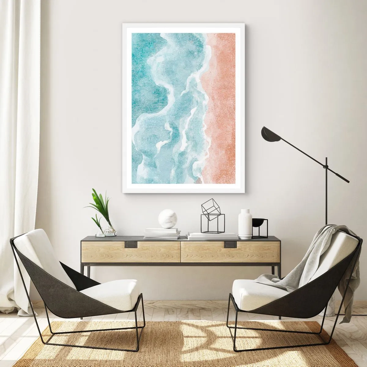 Poster in een witte lijst - Wolkenabstractie - 70x100 cm