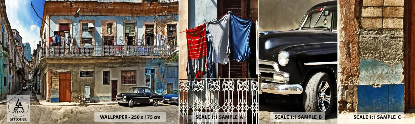 Fotobehang Staaltje Standard Eco - Havana-vibes - Stad, Havana, Architectuur - 100x30 cm