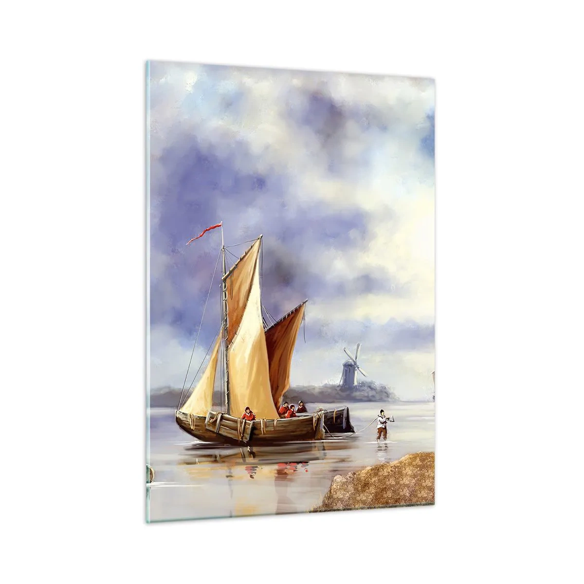 Schilderen op glas - De terugkeer van zeelieden - 50x70 cm