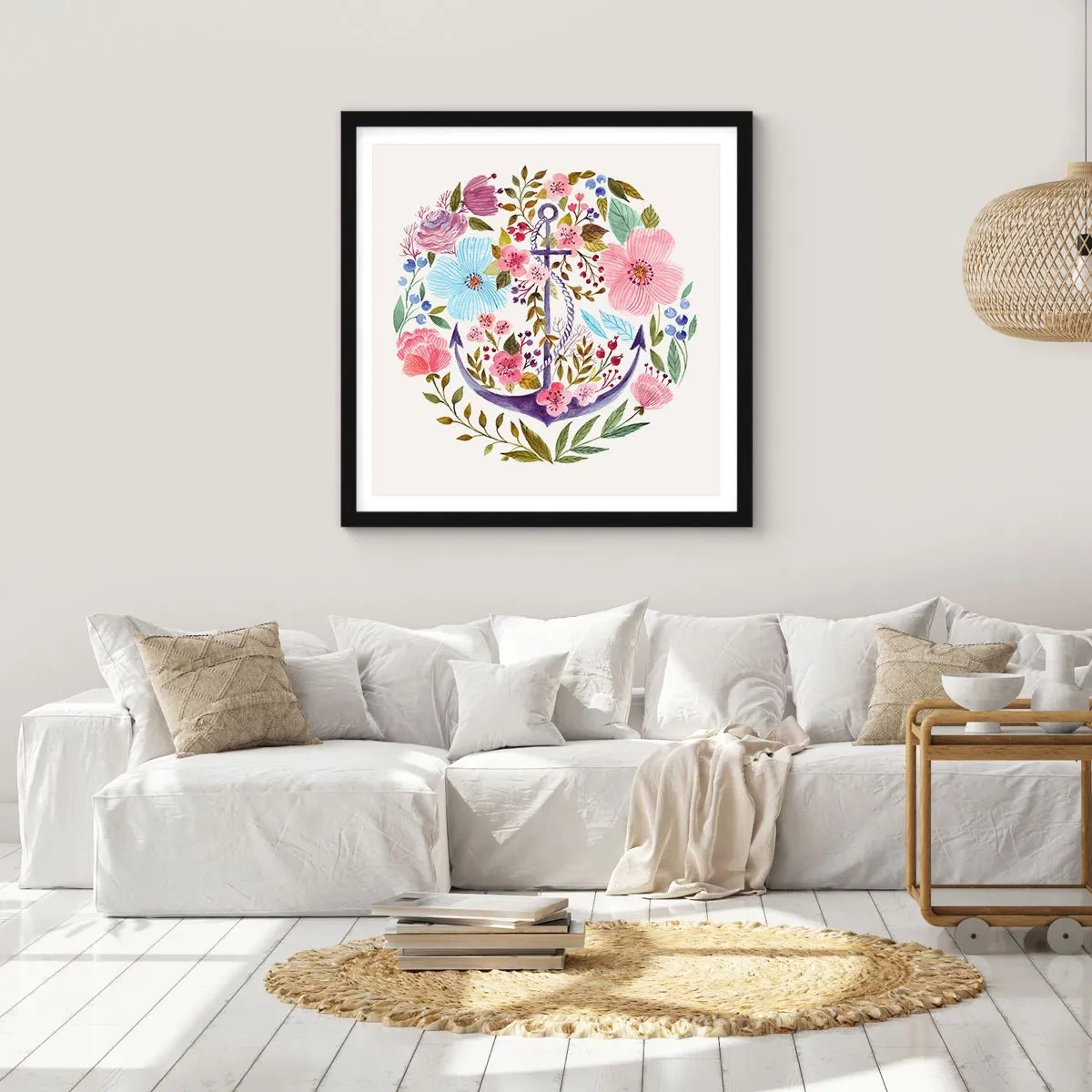Poster in een zwarte lijst - Goede droom van zeeman - 30x30 cm