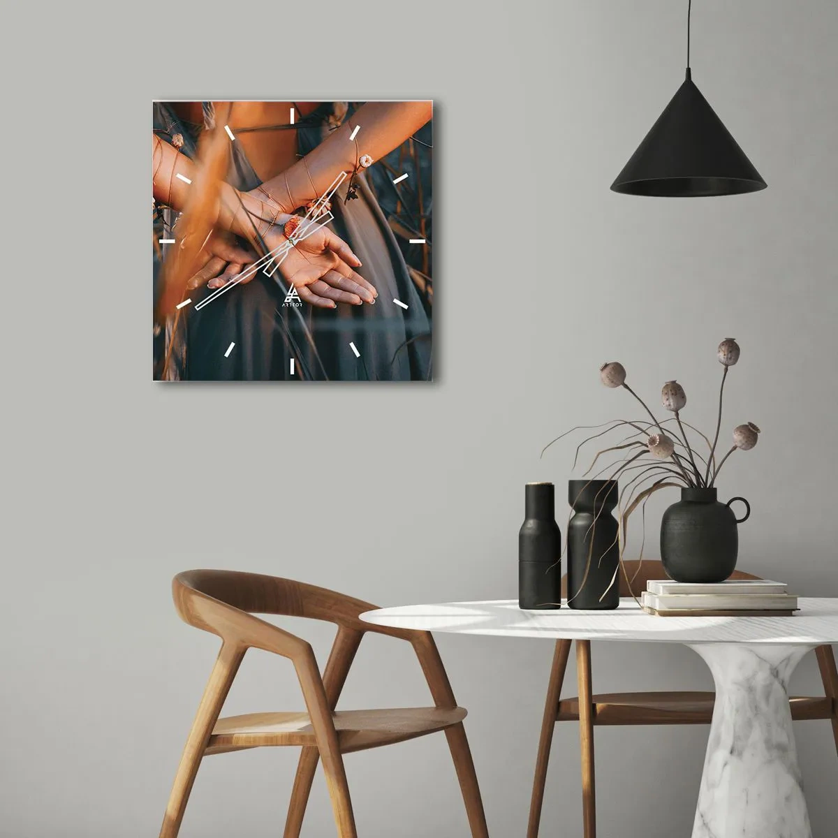 Wandklok - Klok - Verbonden met de natuur - 30x30 cm