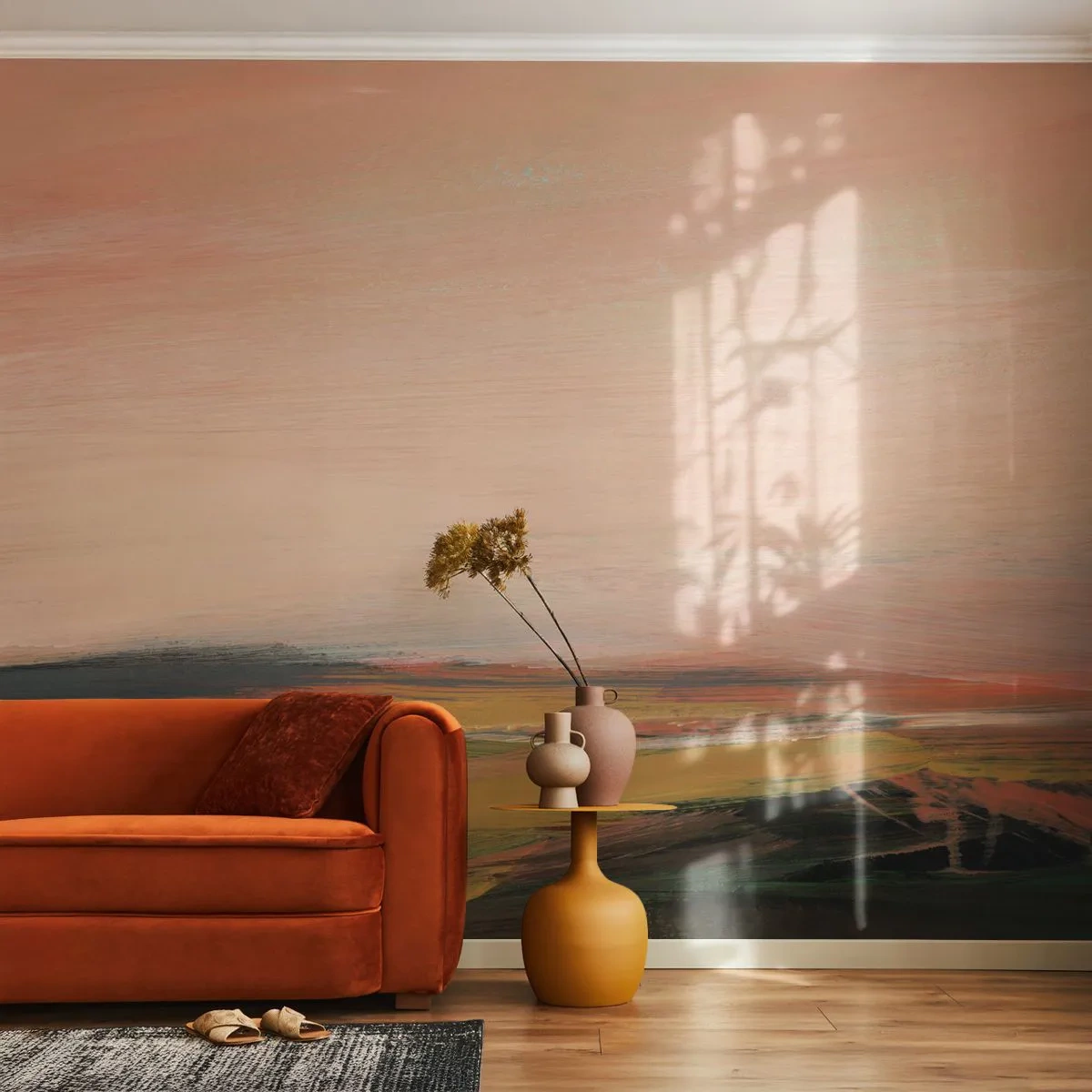 Fotobehang Premium Canvas - In roze tinten - Landschap, Deel, Weergave - 250x175 cm