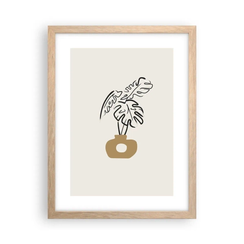Een poster in een licht eiken lijst - Monstera – huisdecoratie - 30x40 cm