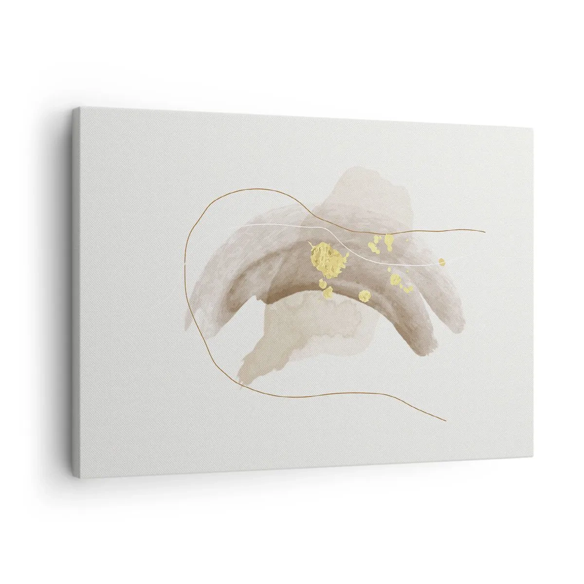 Schilderen op canvas - Een abstracte compositie in tinten beige en goud. - 70x50cm - Ontmoet in de ruimte - Moderne wanddecoratie voor woonkamer en slaapkamer ARTTOR