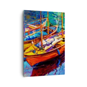 Schilderen op canvas - Op water vol met kleuren - 70x100 cm