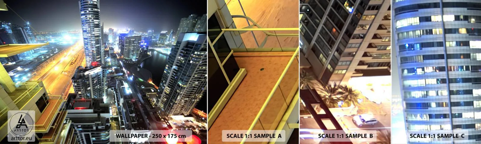 Fotobehang Monster Zelfklevend Deluxe Sticker - Een wonder in de woestijn - Stad, Dubai, Architectuur - 100x30 cm