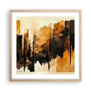 Een poster in een licht eiken lijst - Harmonie van zwart en goud - 50x50 cm