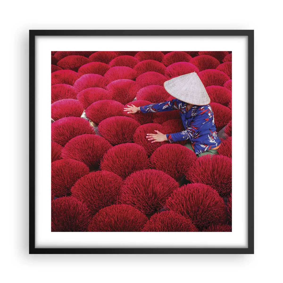 Poster in een zwarte lijst - In het rijstveld - 50x50 cm