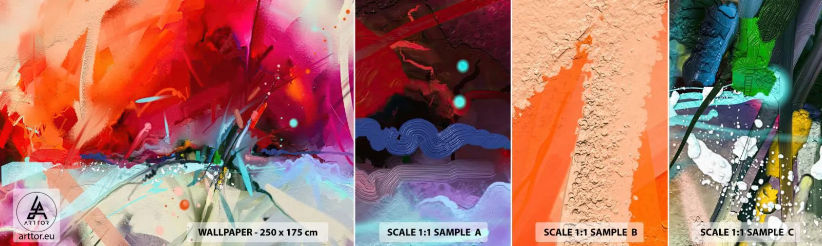 Fotobehang Monster Zelfklevend Deluxe Sticker - Een explosie van licht en kleuren - Abstractie, Deel, Acryl - 100x30 cm