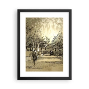 Poster in een zwarte lijst - Een moment gestopt met een veer - 30x40 cm