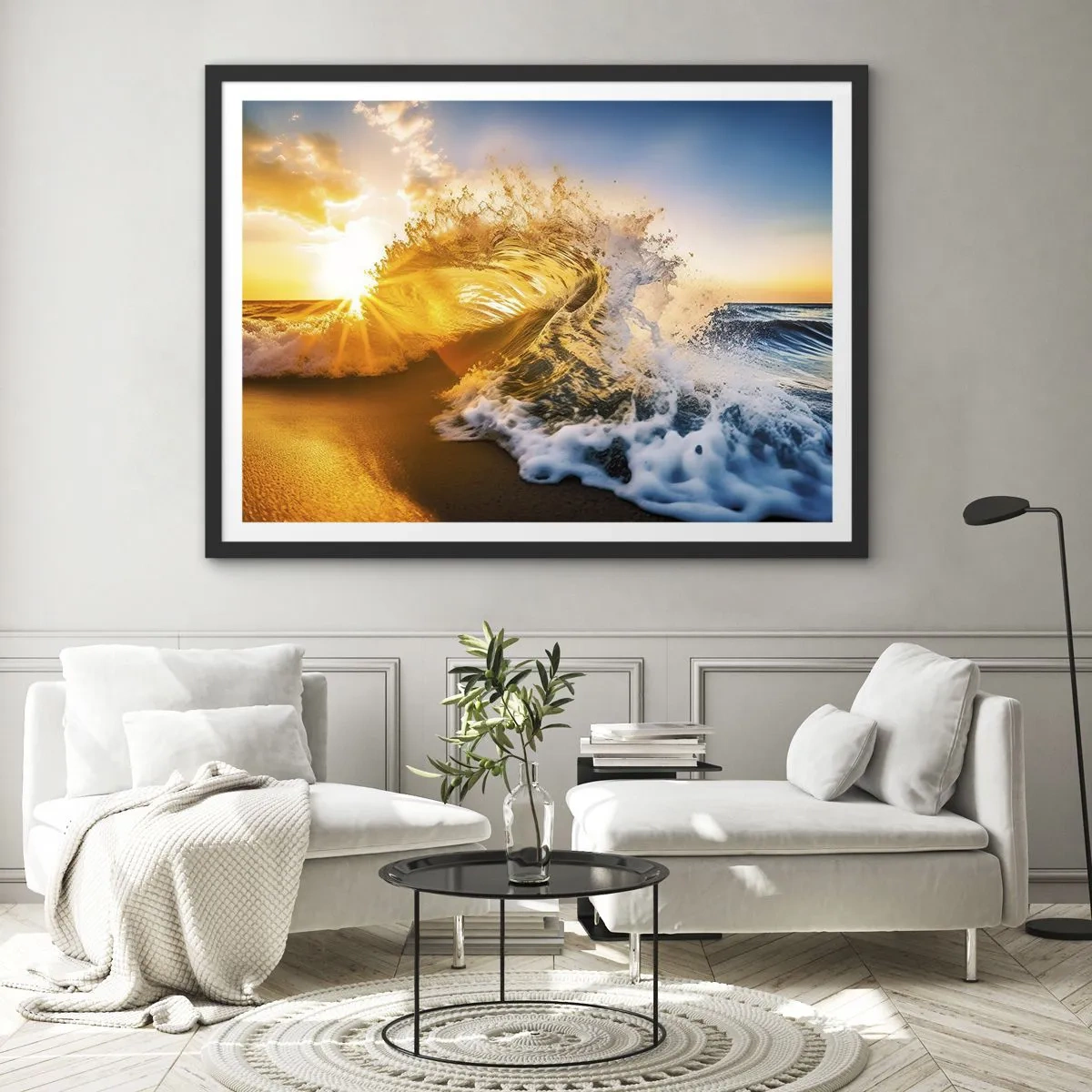 Poster in een zwarte lijst - Plezier in het zand - 70x50 cm