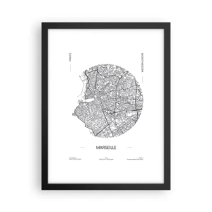 Poster in een zwarte lijst - Anatomie van Marseille - 30x40 cm