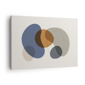 Schilderen op canvas - Abstracte kleurrijke vormen in tinten blauw en bruin - 70x50cm - Kleur druppels - Moderne wanddecoratie voor woonkamer en slaapkamer ARTTOR