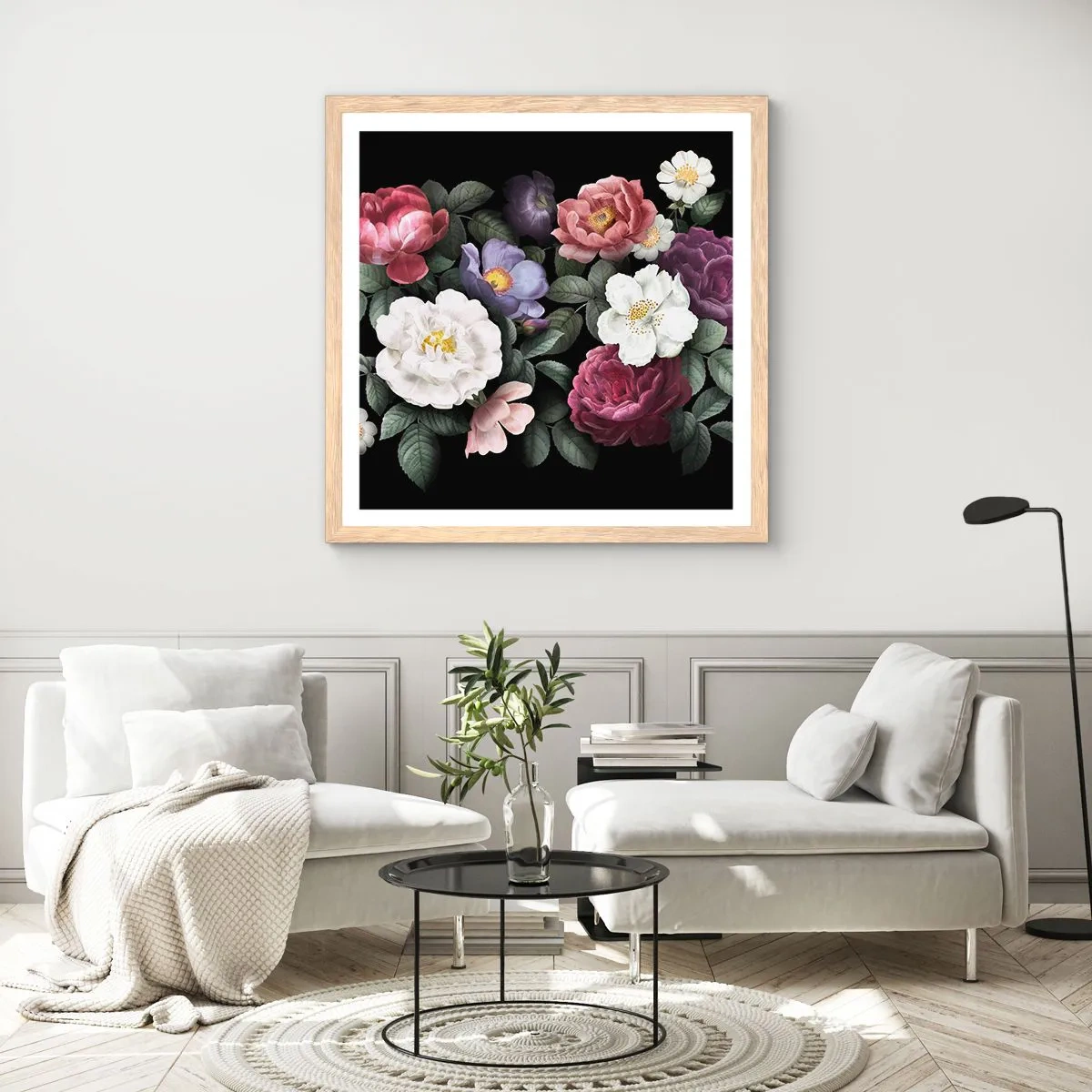 Een poster in een licht eiken lijst - Uit de Engelse tuin - 50x50 cm