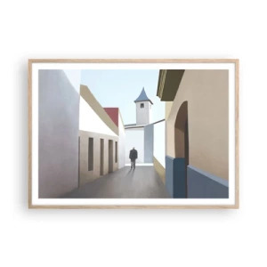 Een poster in een licht eiken lijst - Een zonnige wandeling - 100x70 cm