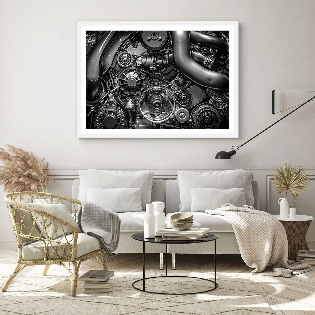 Poster in een witte lijst - De poëzie van mechanica - 70x50 cm