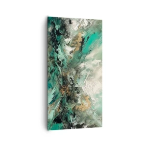 Schilderen op canvas - Emerald en zwarte branding - 65x120 cm