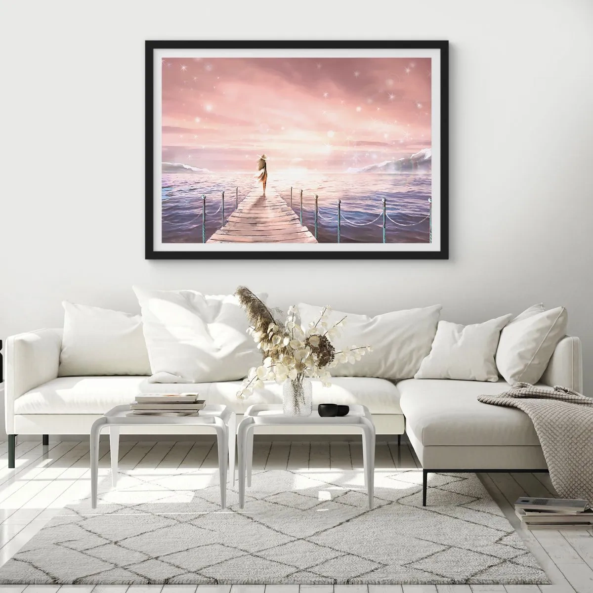Poster in een zwarte lijst - In het licht van een droom - 100x70 cm