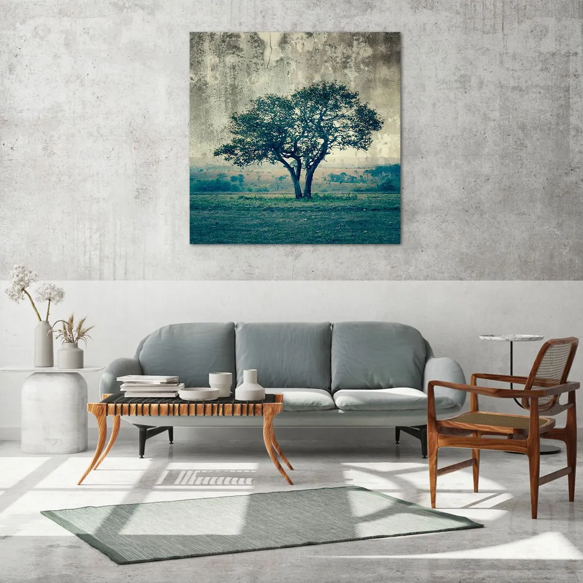 Schilderen op glas - Een appelboom op een blauw veld? - 30x30 cm