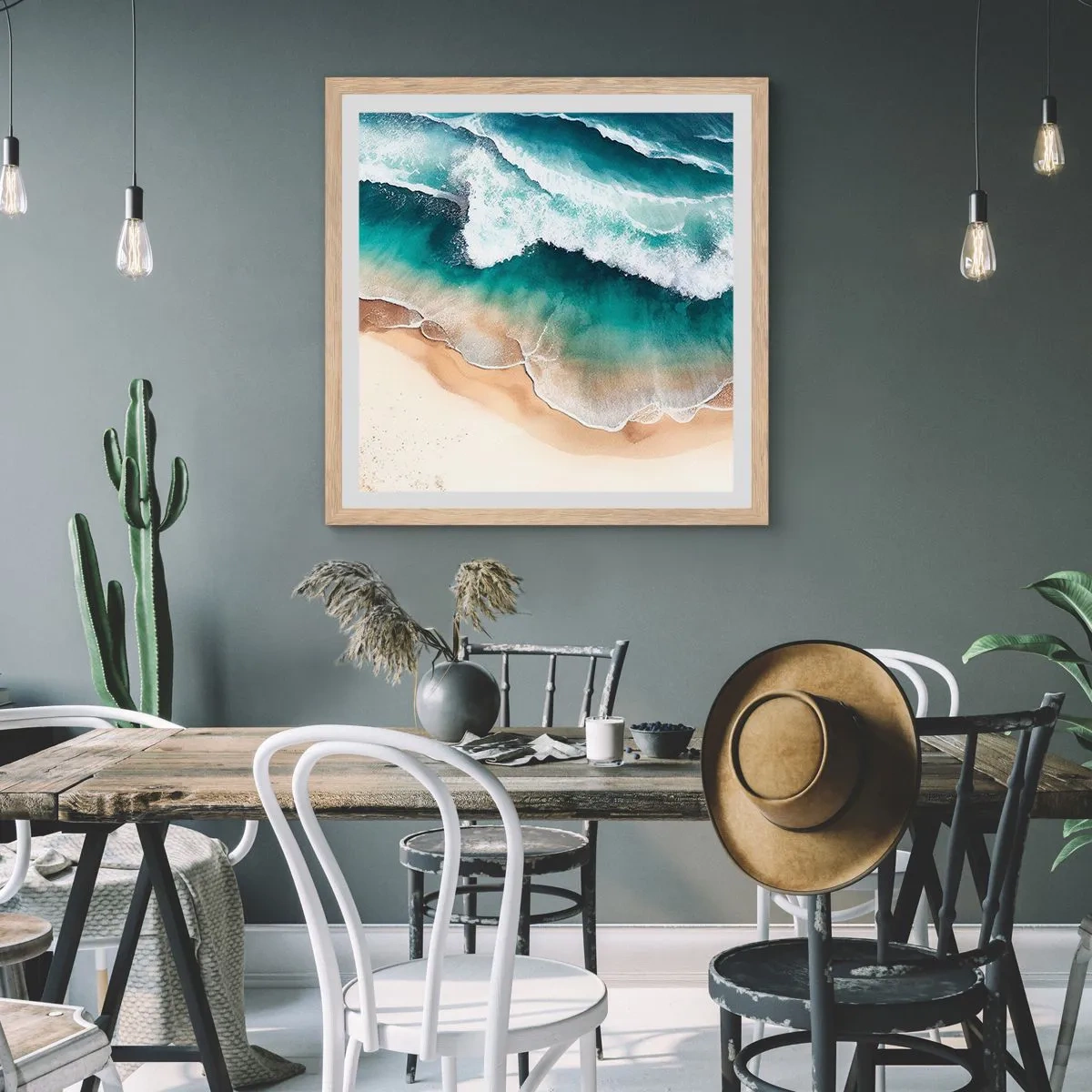 Een poster in een licht eiken lijst - De eeuwige ontmoeting - 60x60 cm