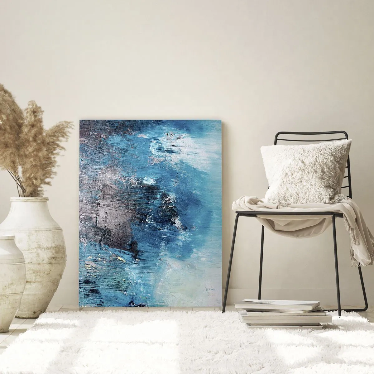 Schilderen op glas - Rhapsody in Blauw - 80x120 cm