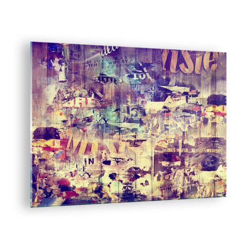 Schilderen op glas - Abstracte compositie met stedelijke texturen en graffiti - 70x50cm - En dat is alles wat er zal blijven - Moderne wanddecoratie voor woonkamer en slaapkamer ARTTOR