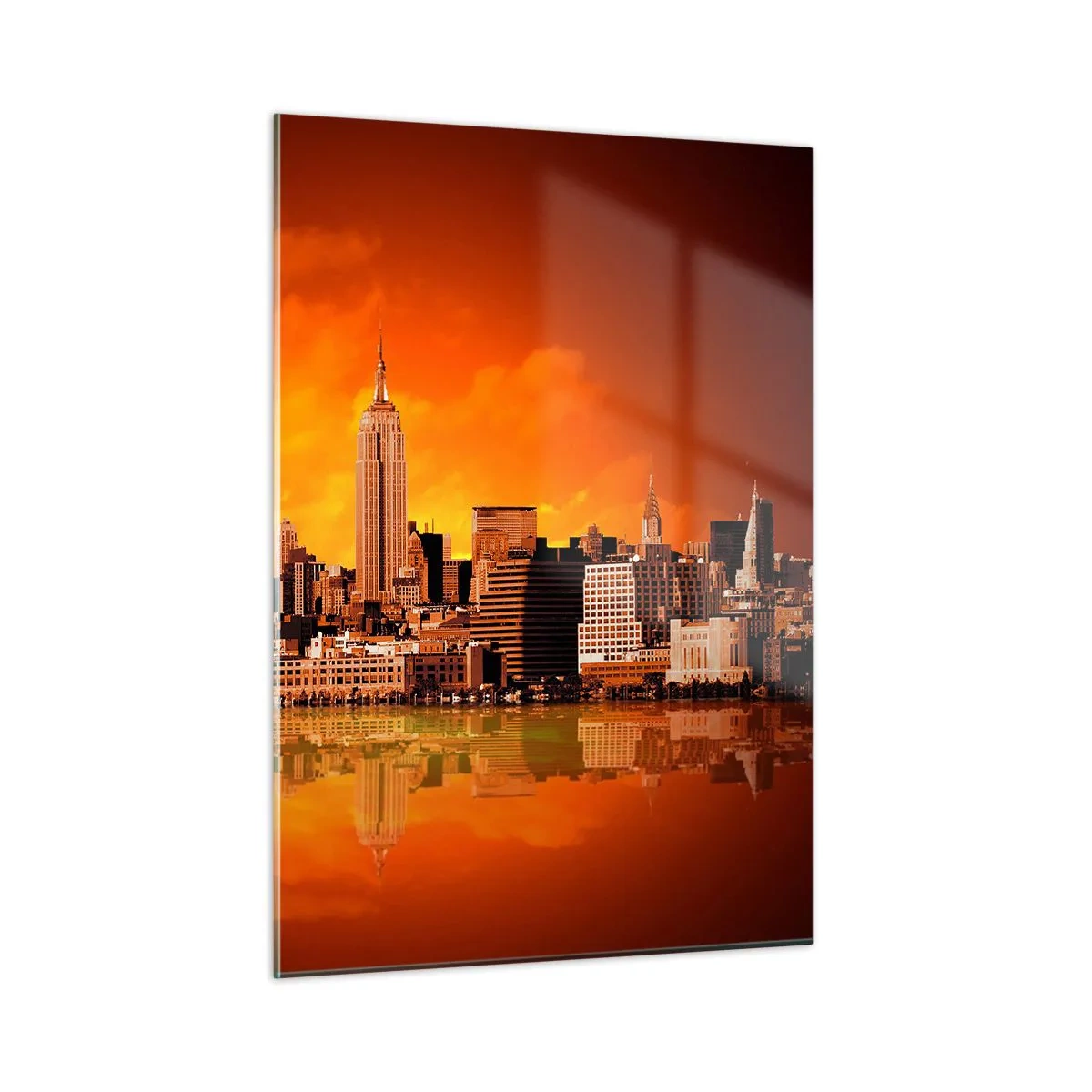 Schilderen op glas - Het grote stadspanorama in geel en brons - 50x70 cm