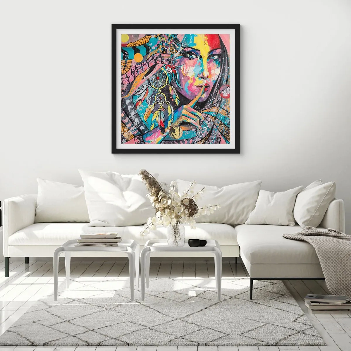 Poster in een zwarte lijst - Zwijg totdat je het begrijpt - 40x40 cm