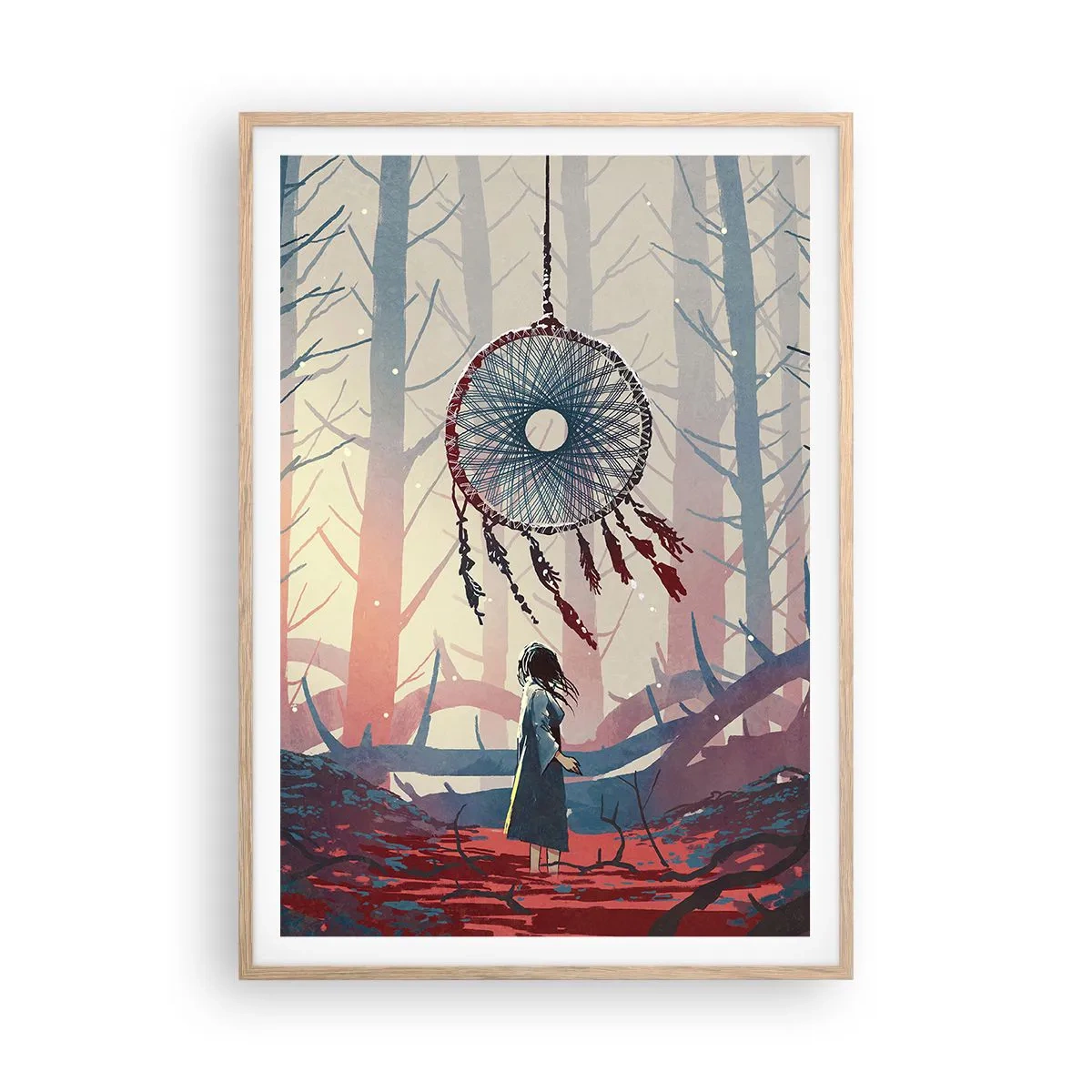 Een poster in een licht eiken lijst - Een geheim ritueel van geluk - 70x100 cm