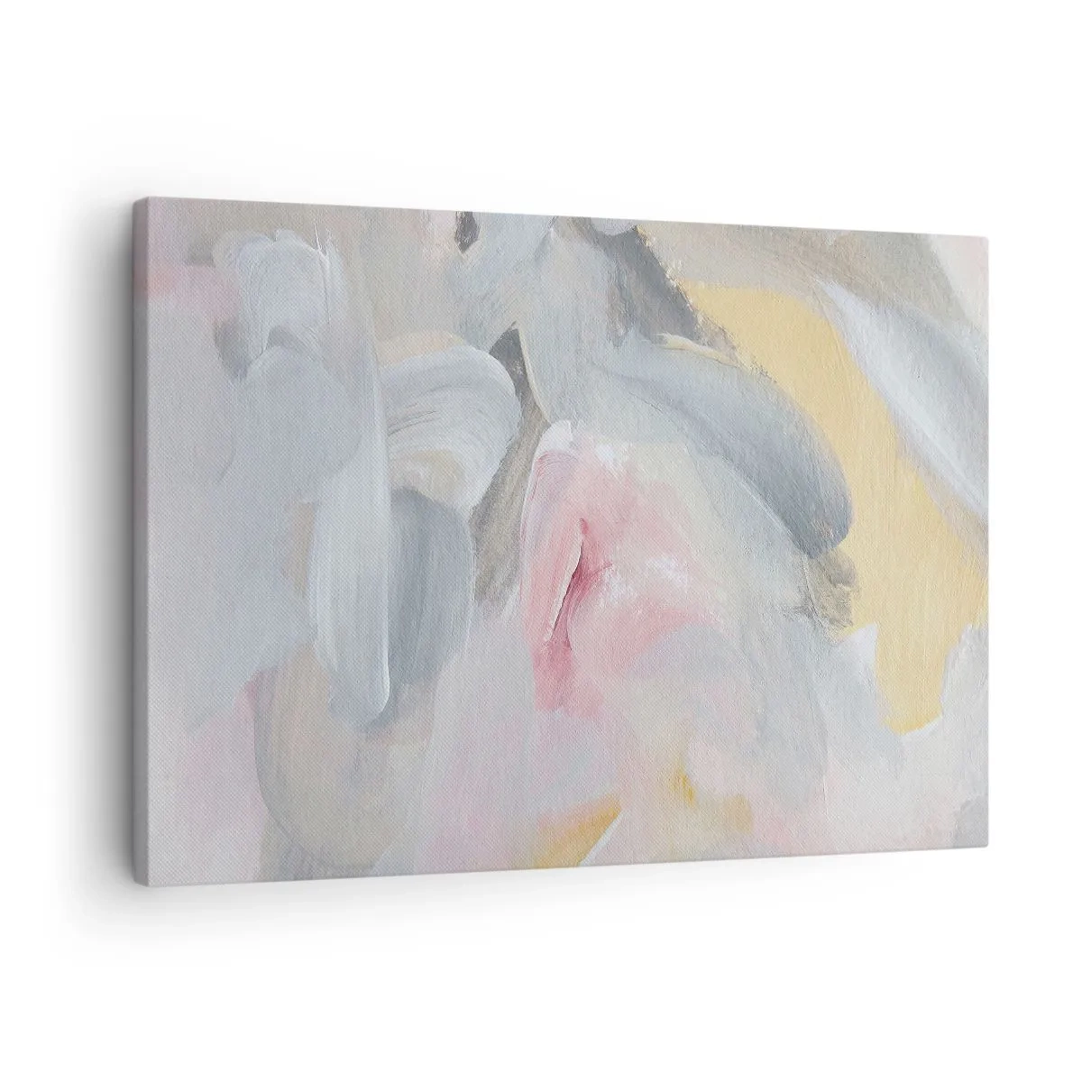 Schilderen op canvas - Abstracte pastelstreken in tinten roze en grijs. - 70x50cm - In een pastelkleurige wereld - Moderne wanddecoratie voor woonkamer en slaapkamer ARTTOR