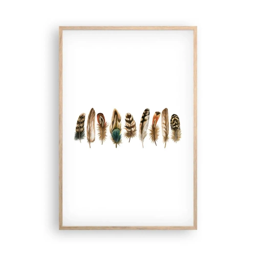 Een poster in een licht eiken lijst - Een gevederde variatie - 61x91 cm
