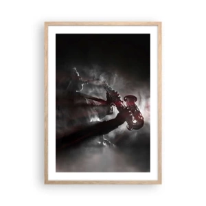 Een poster in een licht eiken lijst - In de dampen van jazz - 50x70 cm
