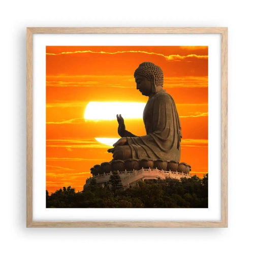 Een poster in een licht eiken lijst - Geen angst voor de wereld - 50x50 cm