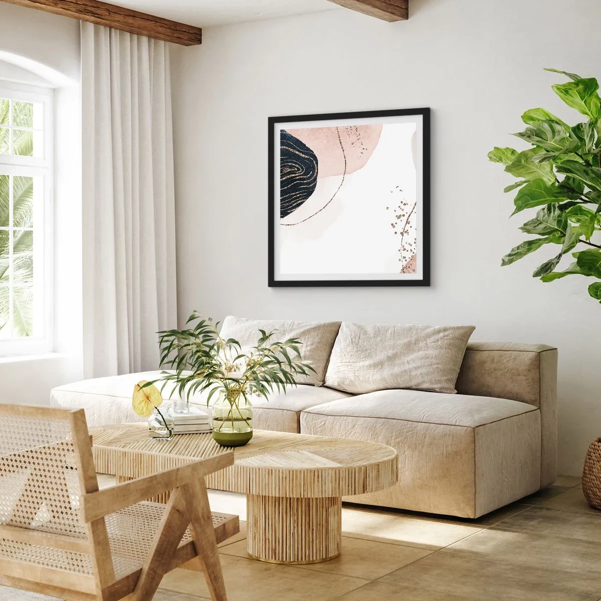 Poster in een zwarte lijst - Alles vloeit - 60x60 cm