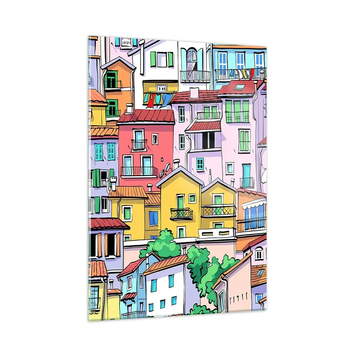 Schilderen op glas - Vrolijke stad - 50x70 cm