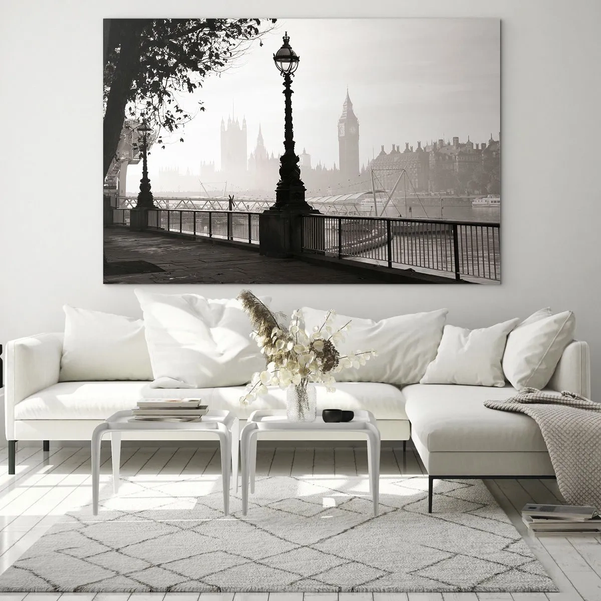 Schilderen op glas - Ochtend in Londen - 100x70 cm