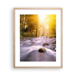 Een poster in een licht eiken lijst - Malachiet in een zilveren en gouden lijst - 40x50 cm