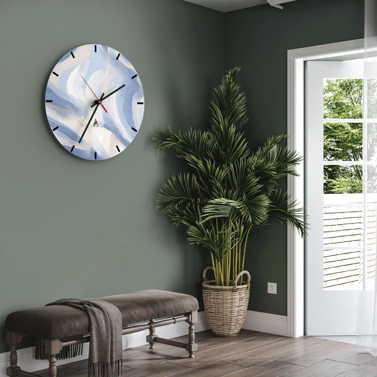 Wandklok - Klok - Blauwe golven - 40x40 cm