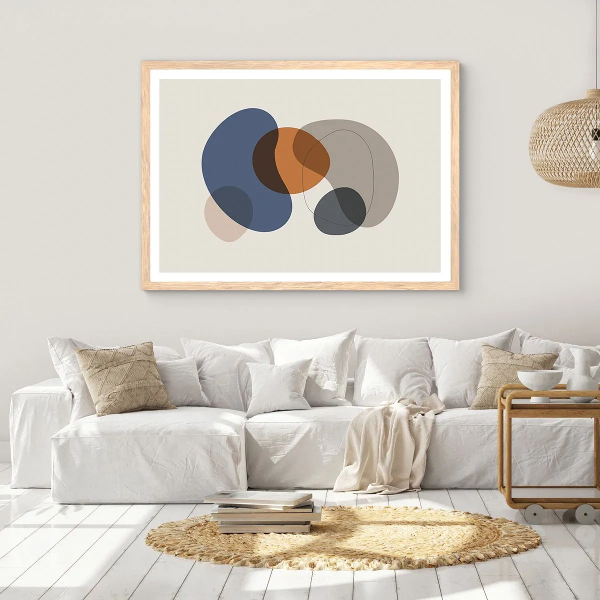 Een poster in een licht eiken lijst - Kleur druppels - 91x61 cm