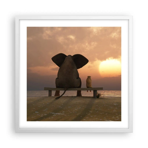 Poster in een witte lijst - Het is goed om samen stil te zijn - 50x50 cm