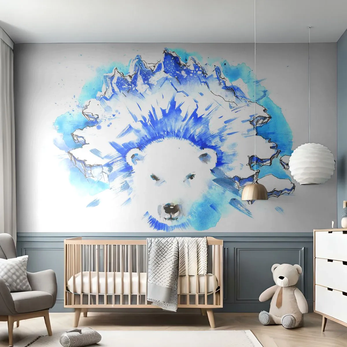 Zelfklevend Fotobehang Deluxe Sticker - De koning van het Noordpoolgebied in een ijskroon - Abstractie, Ijsbeer, Antarctica - 250x175 cm