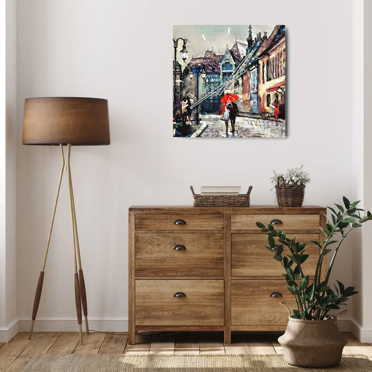 Wandklok - Klok - Regen voor twee - 30x30 cm