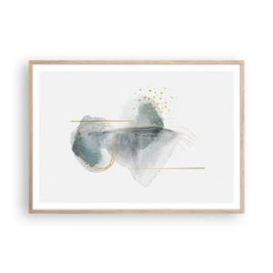 Een poster in een licht eiken lijst - Over de relatie tussen grijs en goud - 100x70 cm